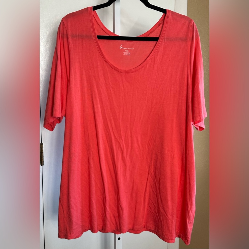 Lane Bryant Supima Cotton MicroModal Tee Coral Pink 22/24 Plus Size